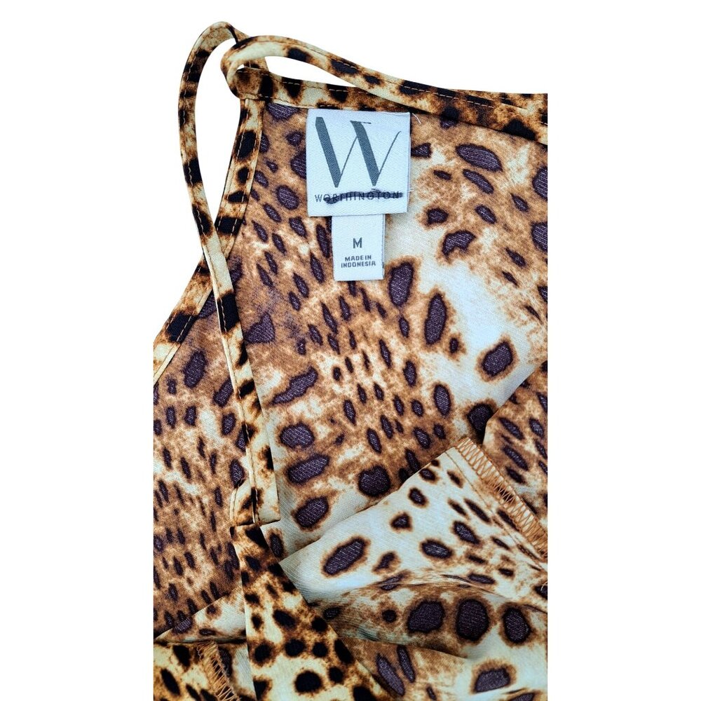 Worthington Cheetah Print Sleeveless Women Top Crisscross Straps Size Medium - Picture 3 of 5